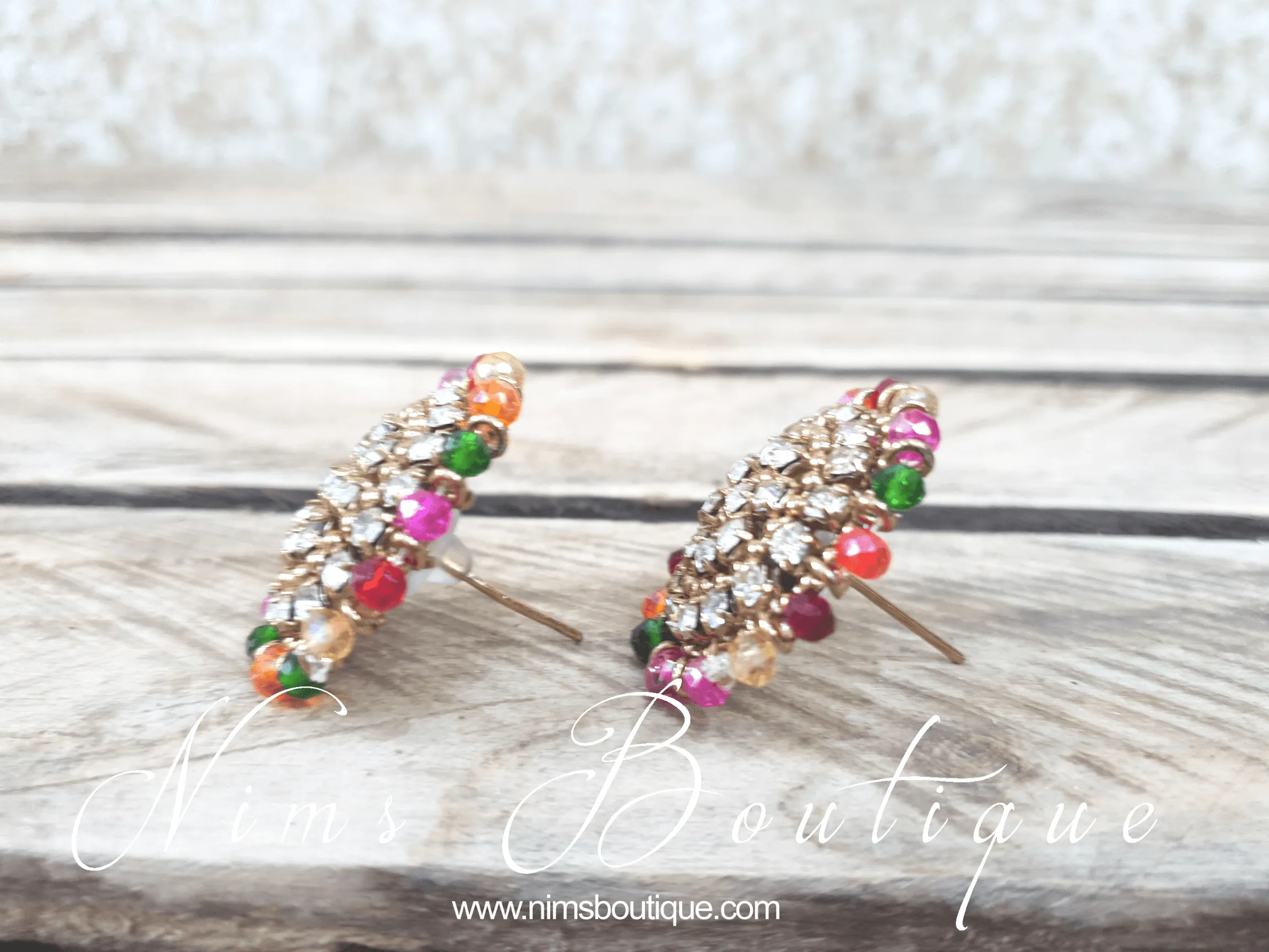 Medium Royal Antique Gold & Multicolour Stud earrings