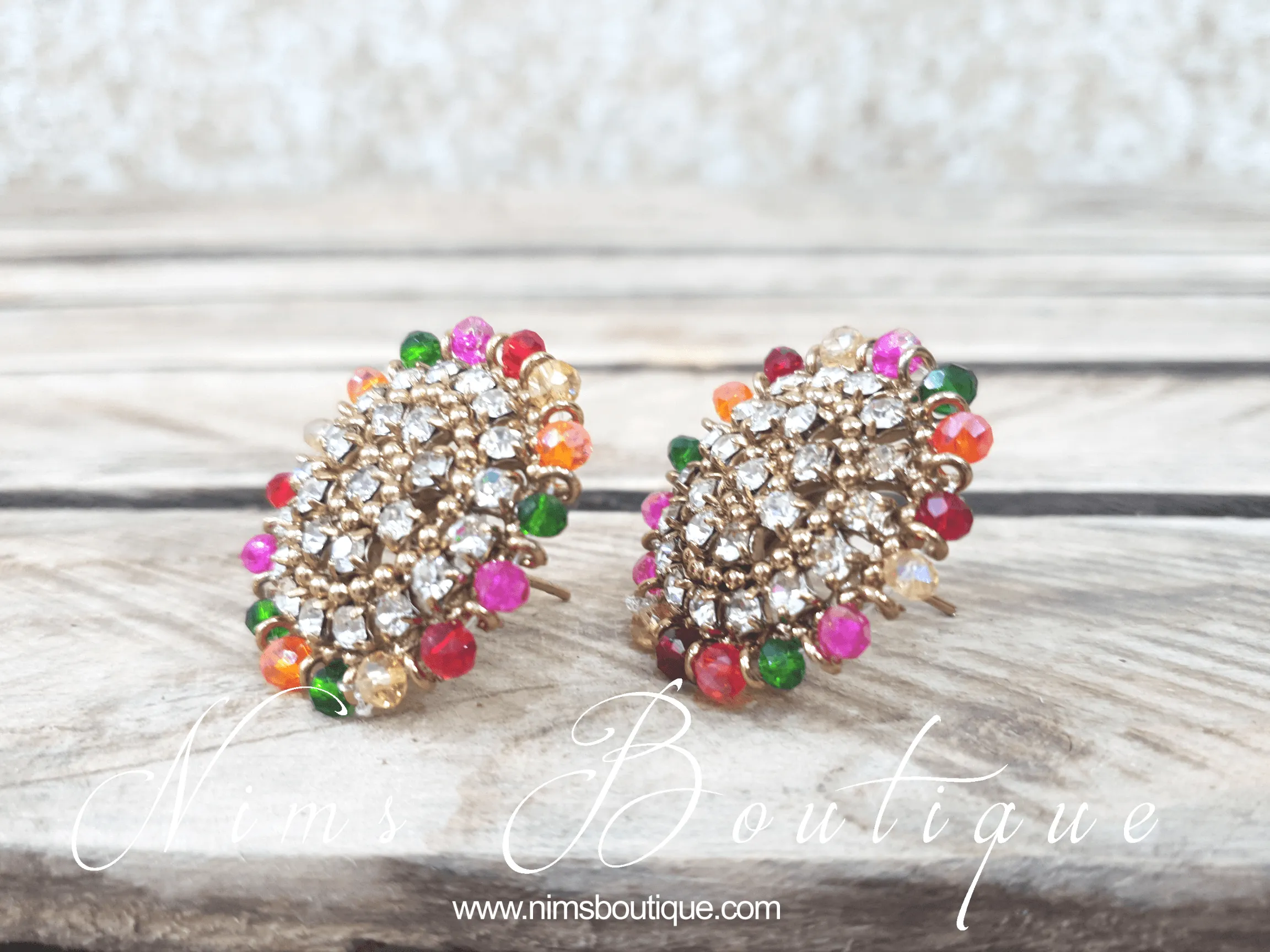 Medium Royal Antique Gold & Multicolour Stud earrings
