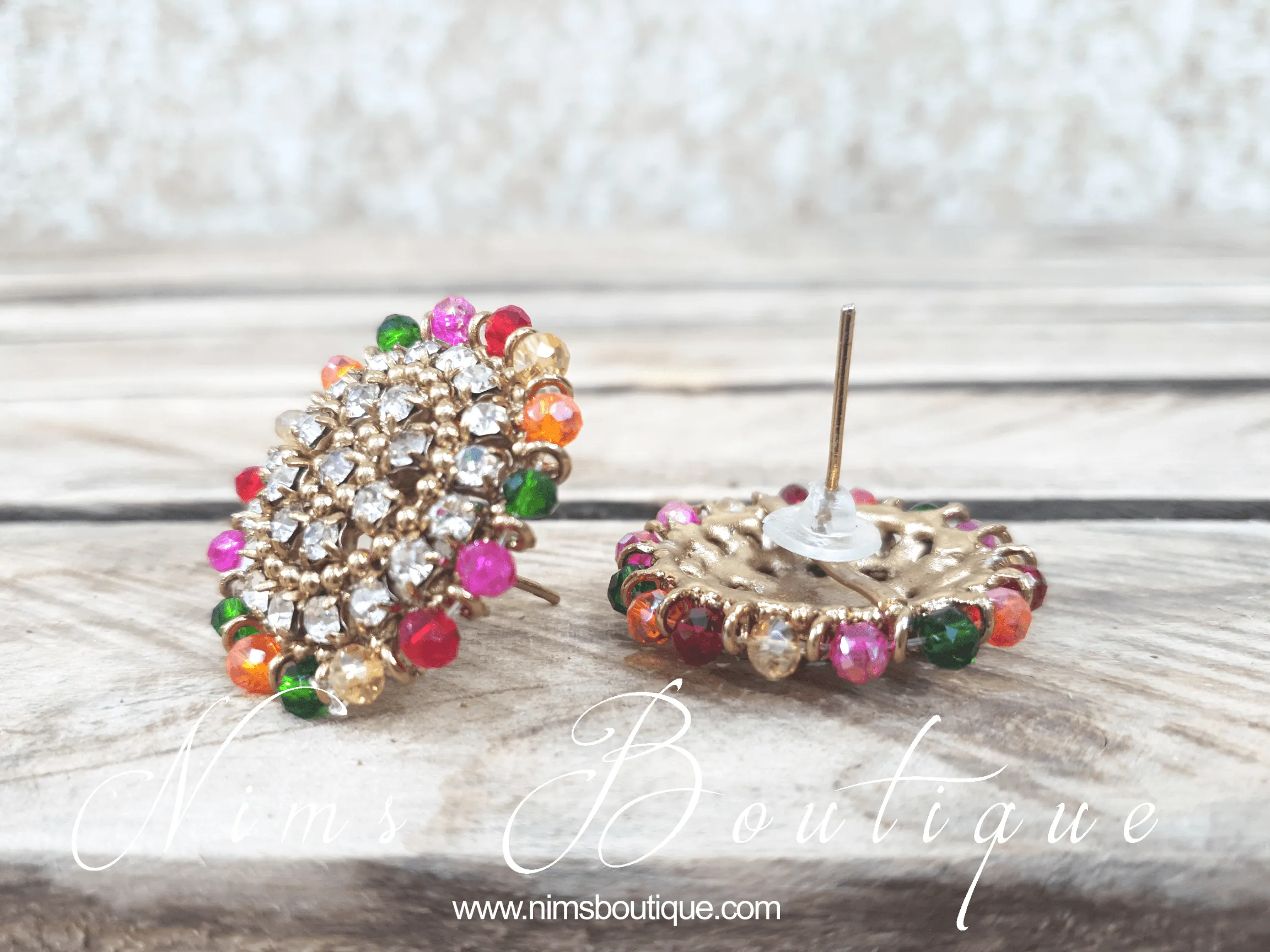 Medium Royal Antique Gold & Multicolour Stud earrings