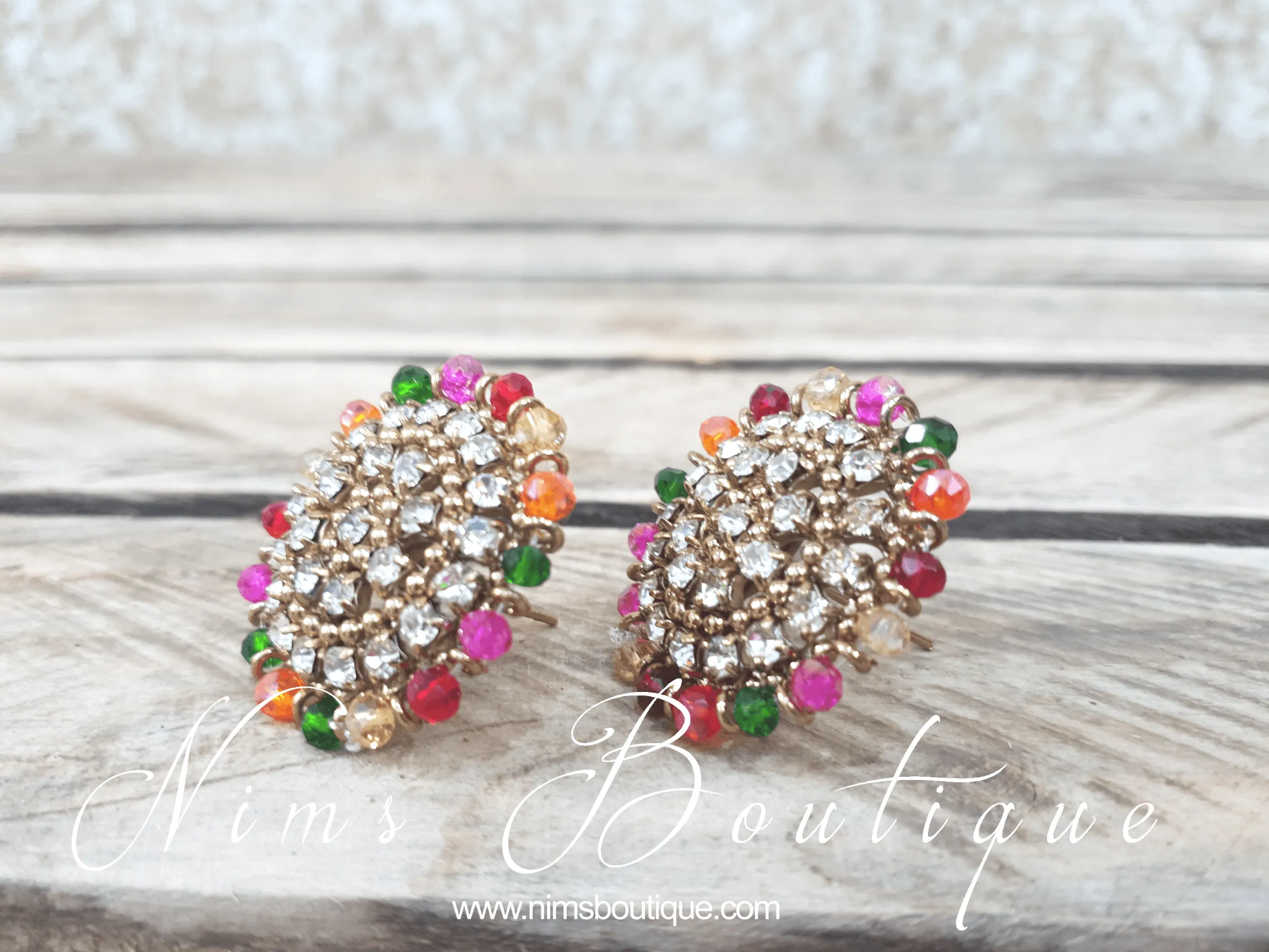 Medium Royal Antique Gold & Multicolour Stud earrings