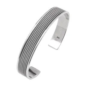 Men's and Womens 11mm Braided 925 Sterling Silver Cuff Bangle Bracelet