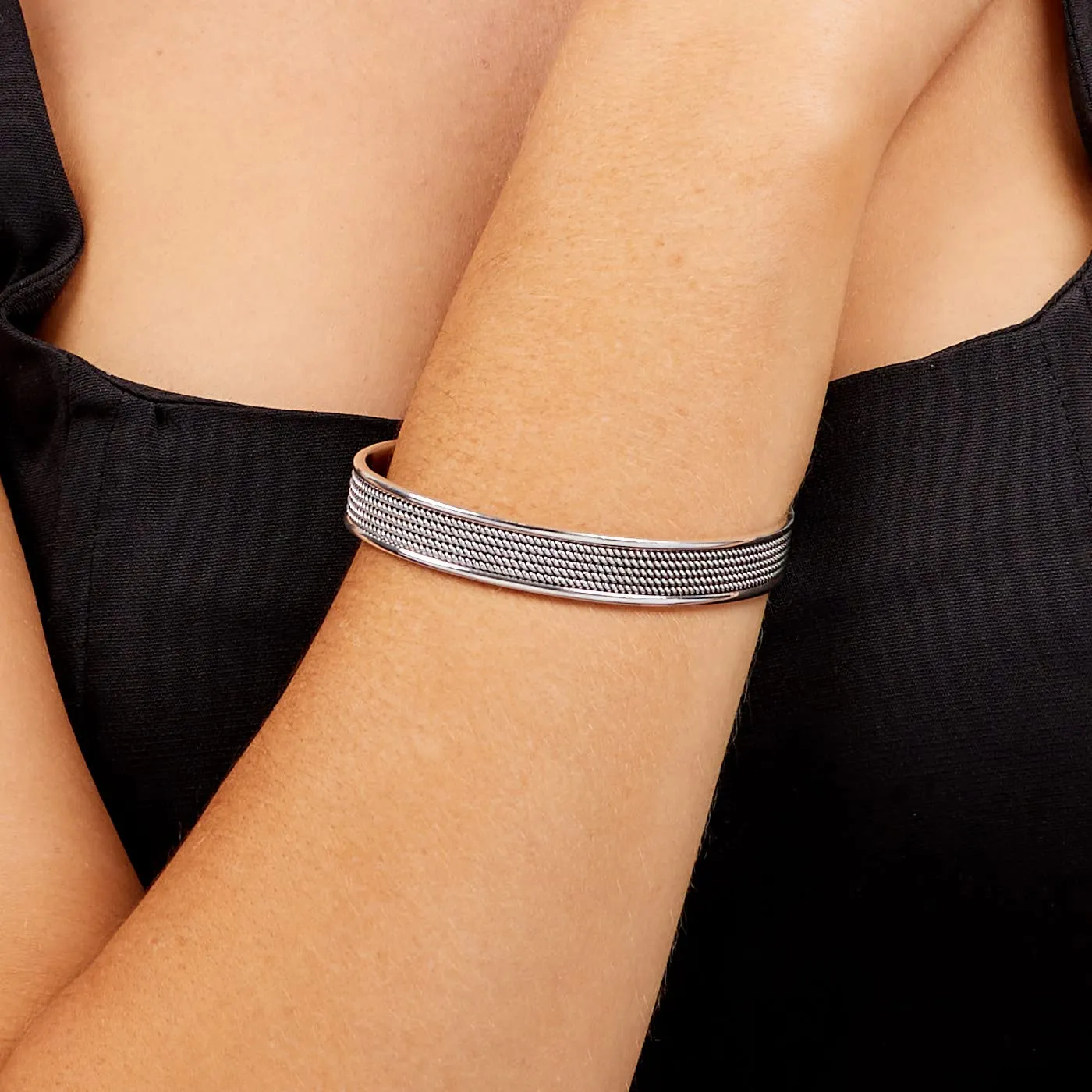 Men's and Womens 11mm Braided 925 Sterling Silver Cuff Bangle Bracelet