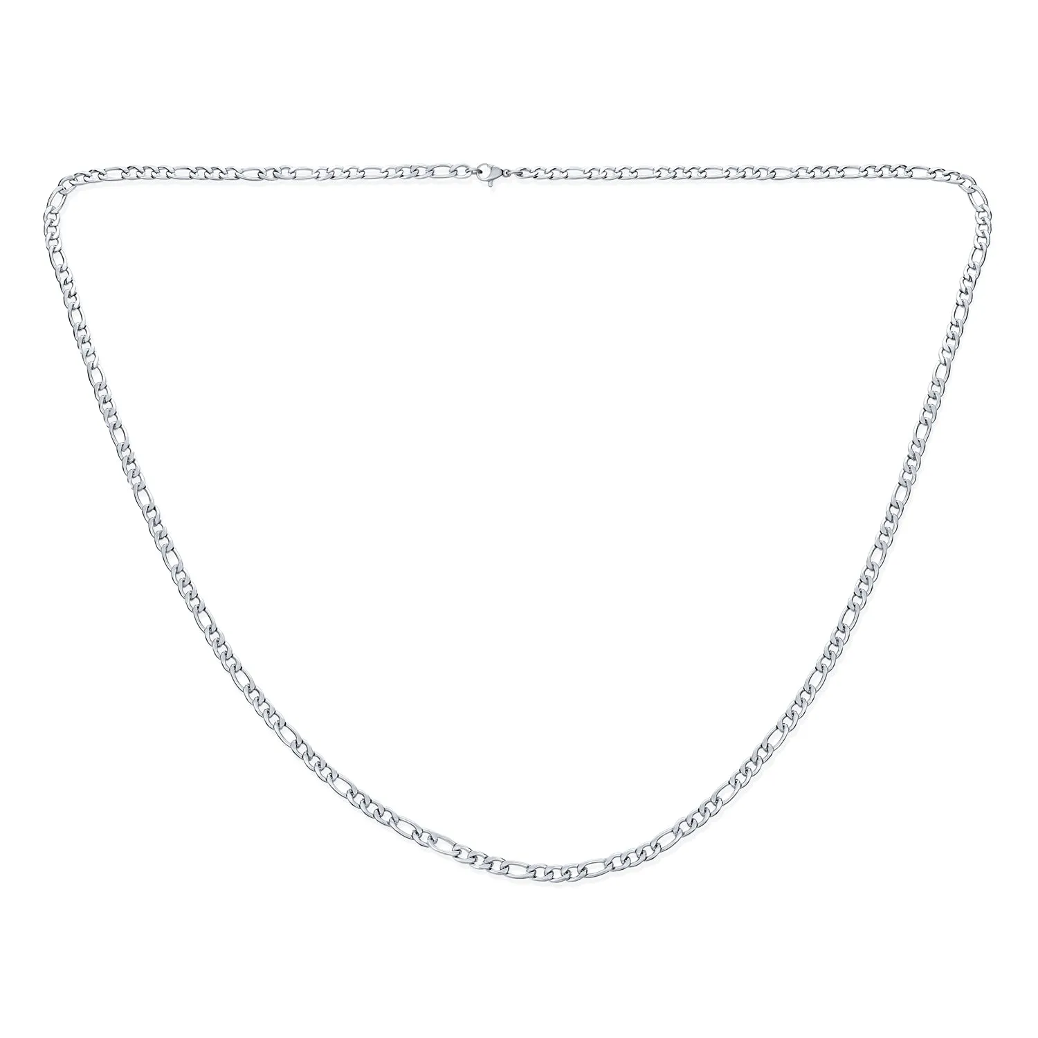 Men's Silver & Gold Tone Stainless Steel Figaro Chain Necklace 18-30 Inch