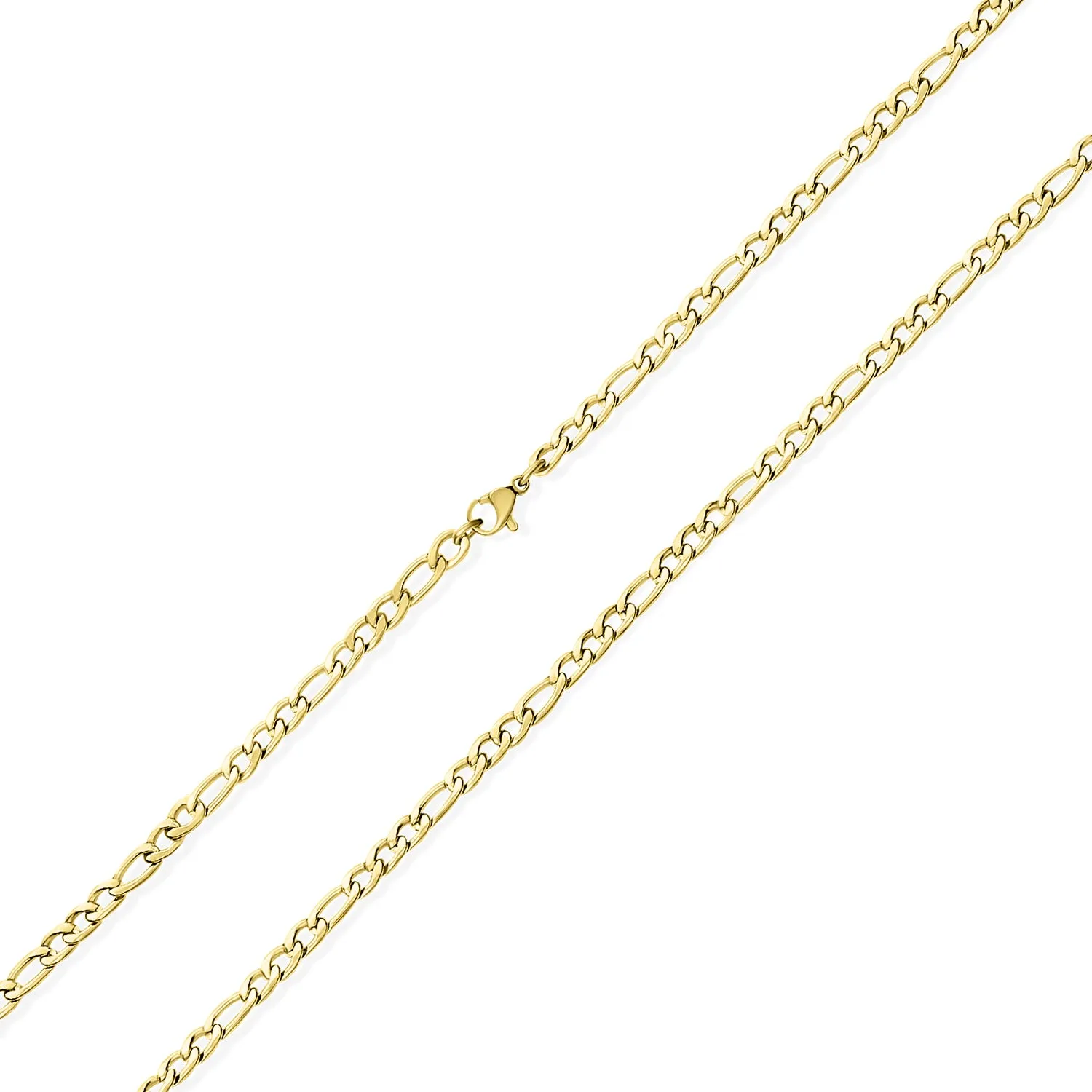 Men's Silver & Gold Tone Stainless Steel Figaro Chain Necklace 18-30 Inch