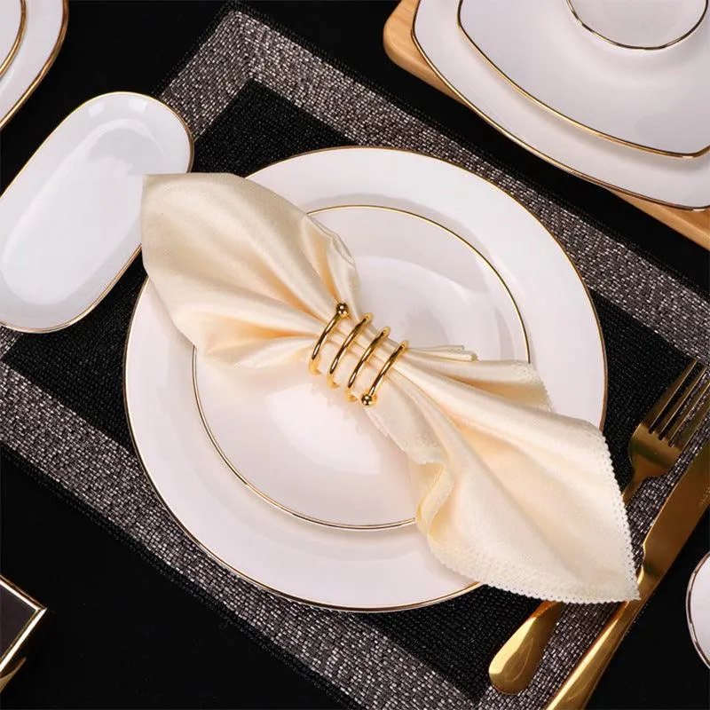 Metal Napkin Ring Western Restaurant Table Towel Napkin Buckle Hotel Wedding Spring Napkin Ring 3 Colors Imitation Gold Rose Gold Silver Table Small Items Restaurant Decoration