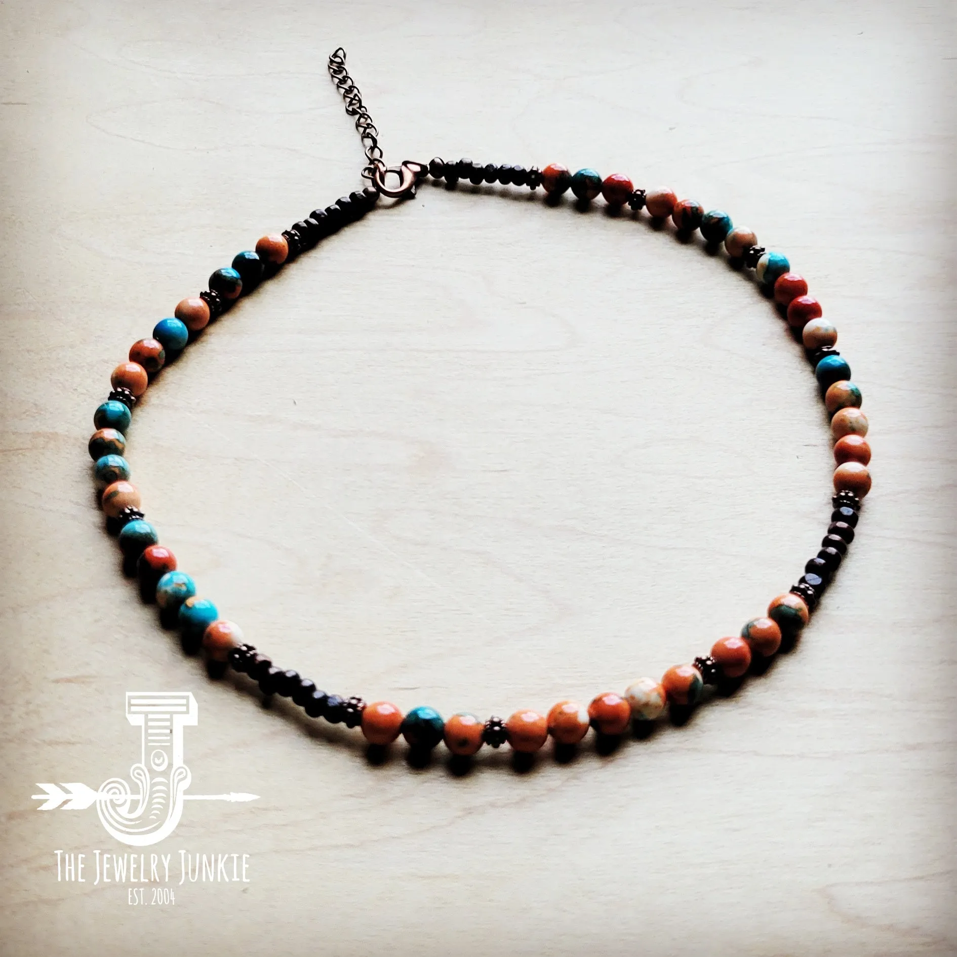 Multi-Colored Turquoise Beaded Collar Necklace 248L