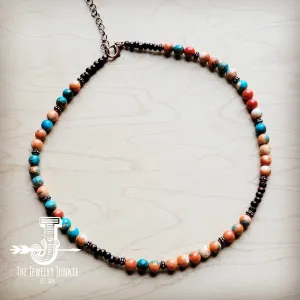 Multi-Colored Turquoise Beaded Collar Necklace 248L