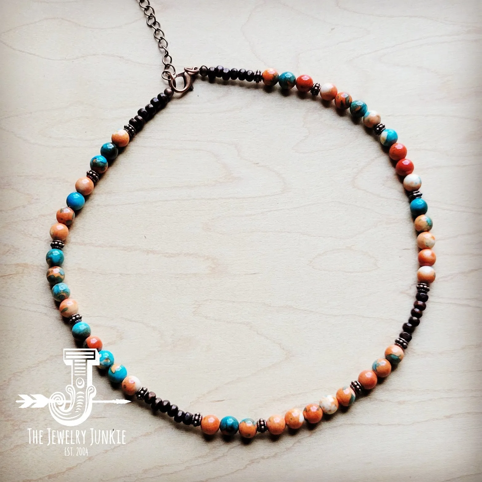 Multi-Colored Turquoise Beaded Collar Necklace 248L