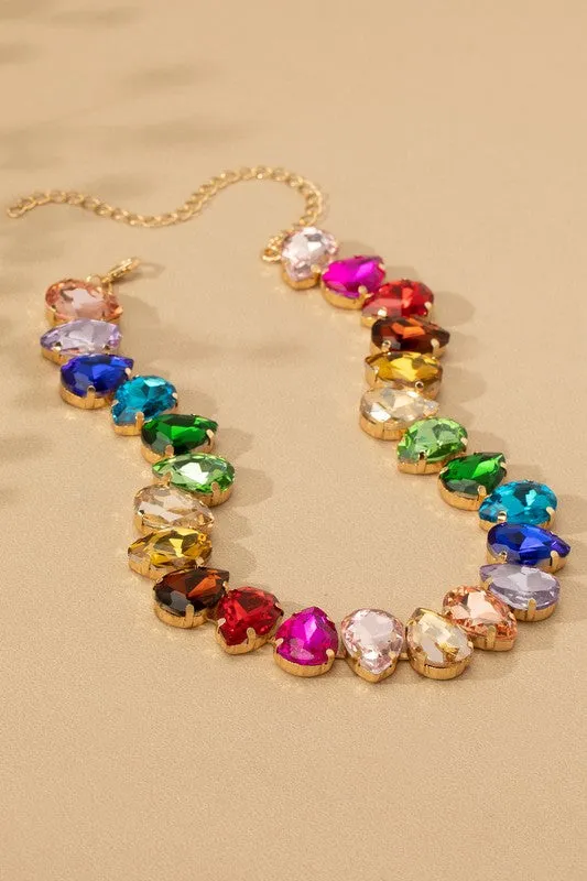 Multicolor Teardrop Gemstone Necklace