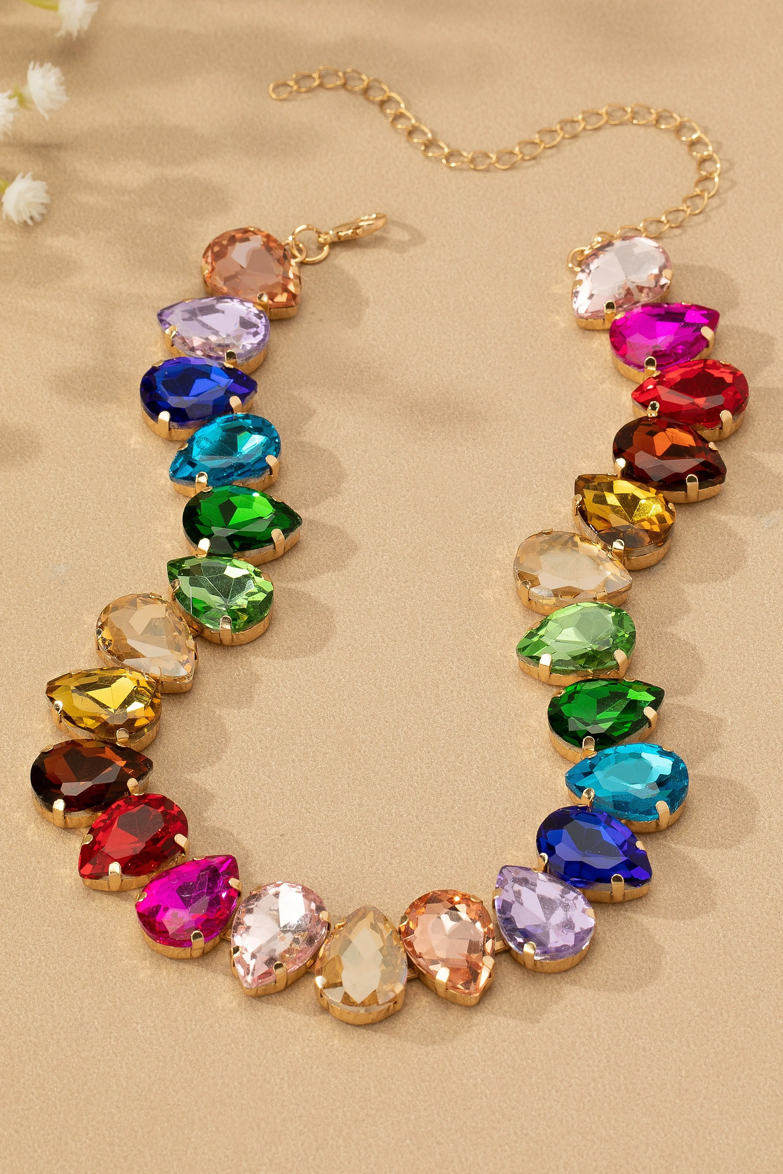 Multicolor Teardrop Gemstone Necklace