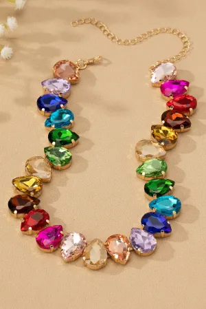 Multicolor Teardrop Gemstone Necklace
