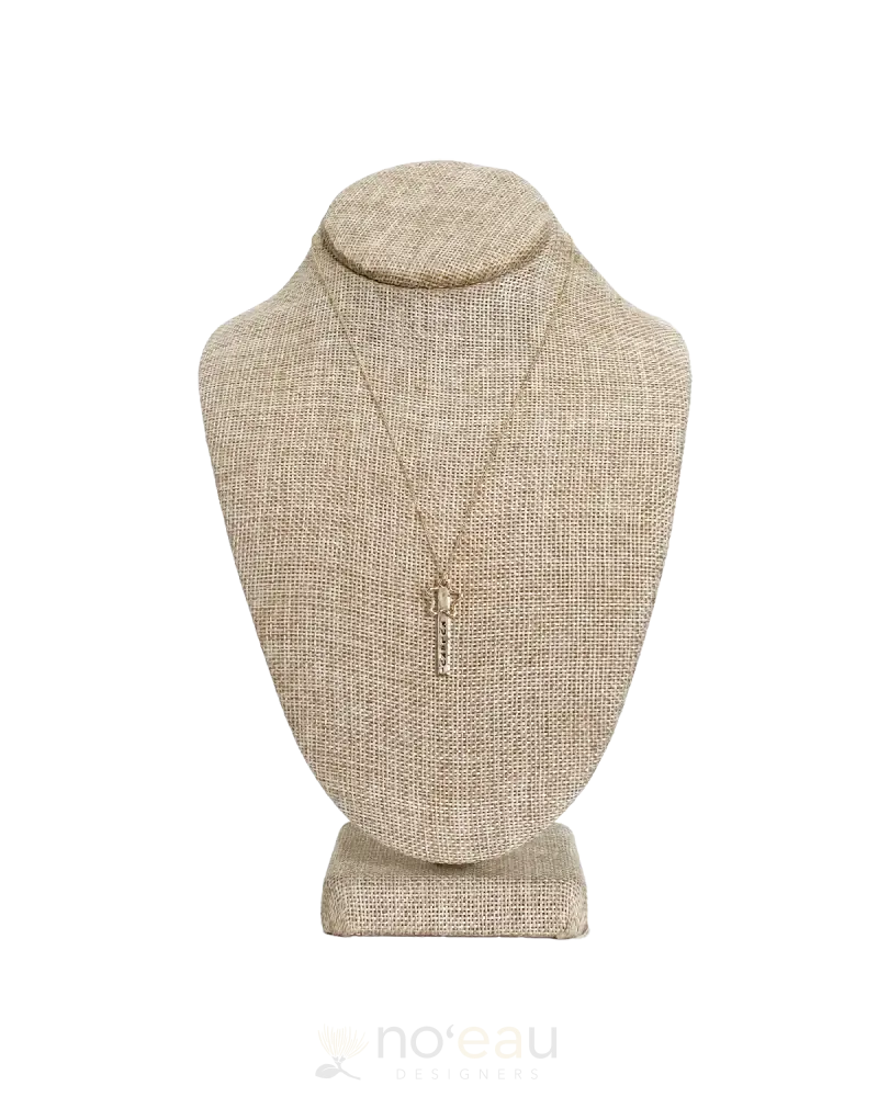 NOEAU - 18" 14k Goldfilled Stamped Bar Necklace With Charm