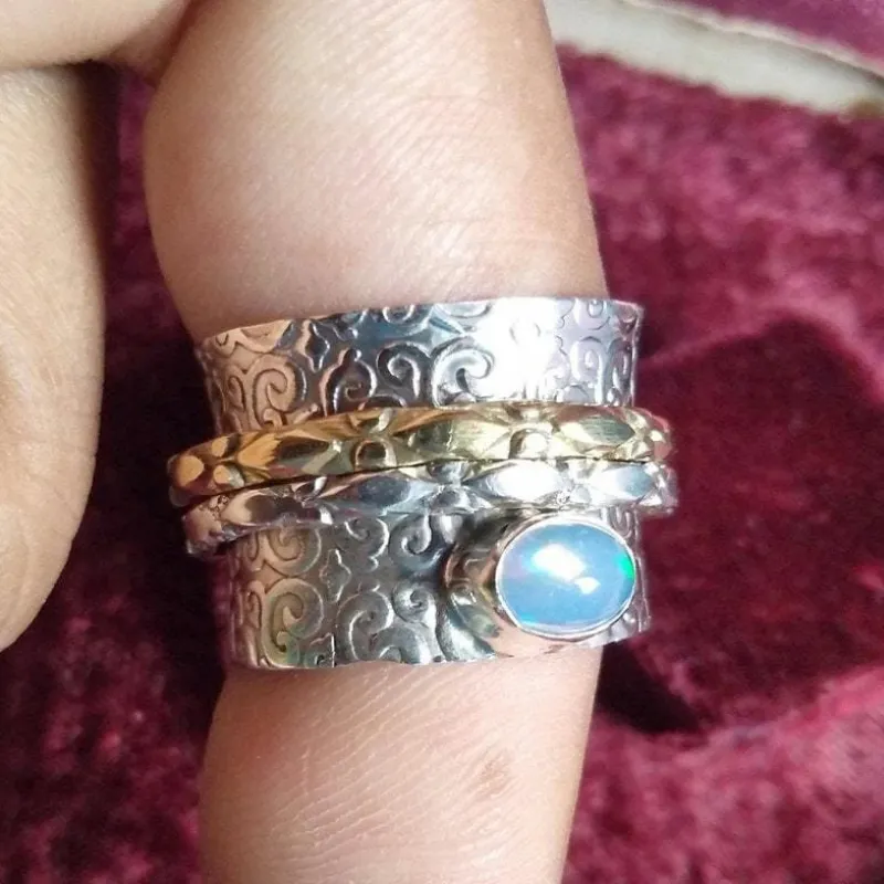 Opal Spinning Anxiety Ring