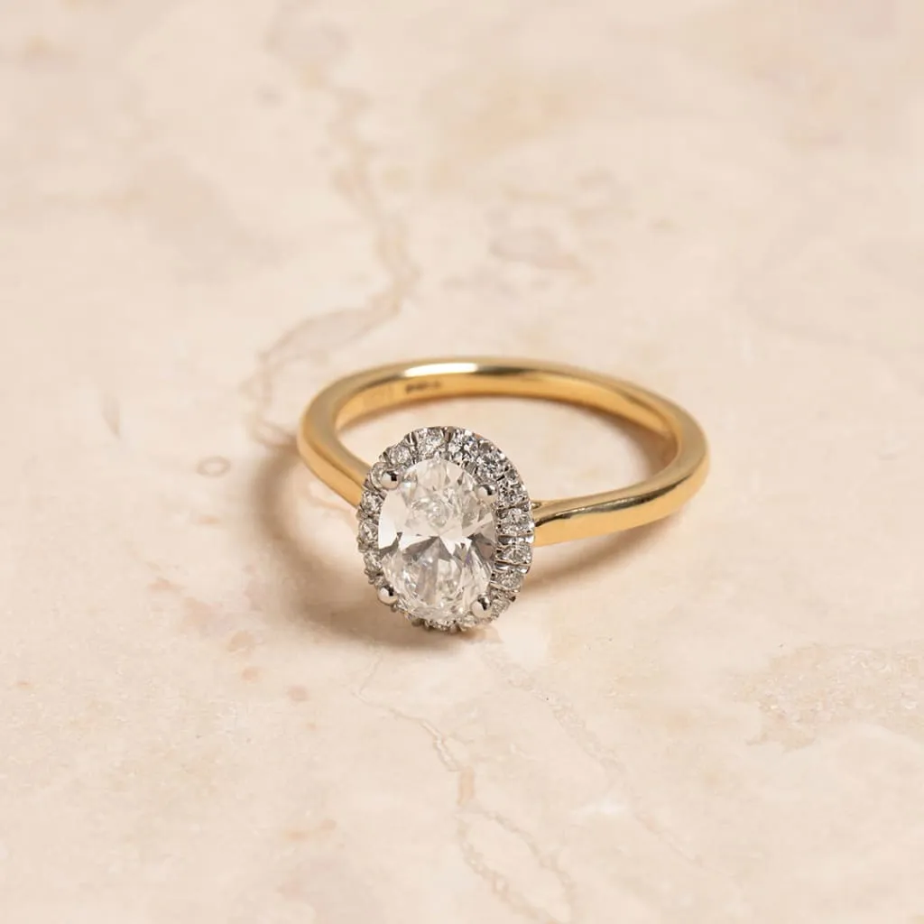 ORMOND | Oval Halo Lab Diamond Set in 18ct Gold 1.20ct