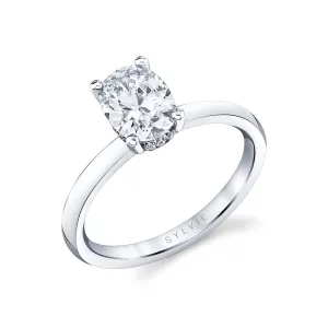 Oval Cut Solitaire Engagement Ring - Joanna 14k Gold White