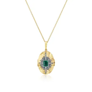Oval Emerald Starburst Locket