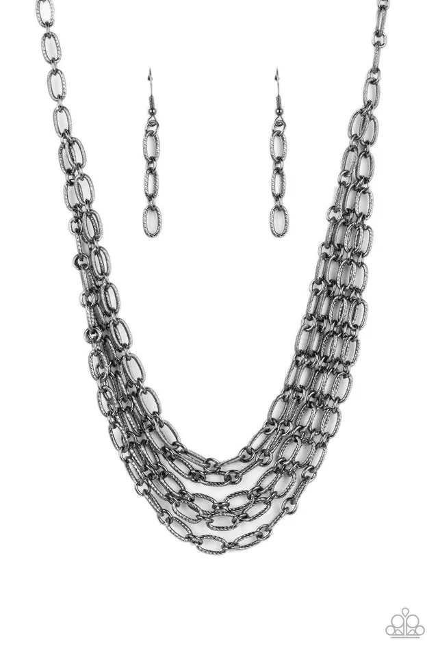 Paparazzi Necklace ~ House of CHAIN - Black