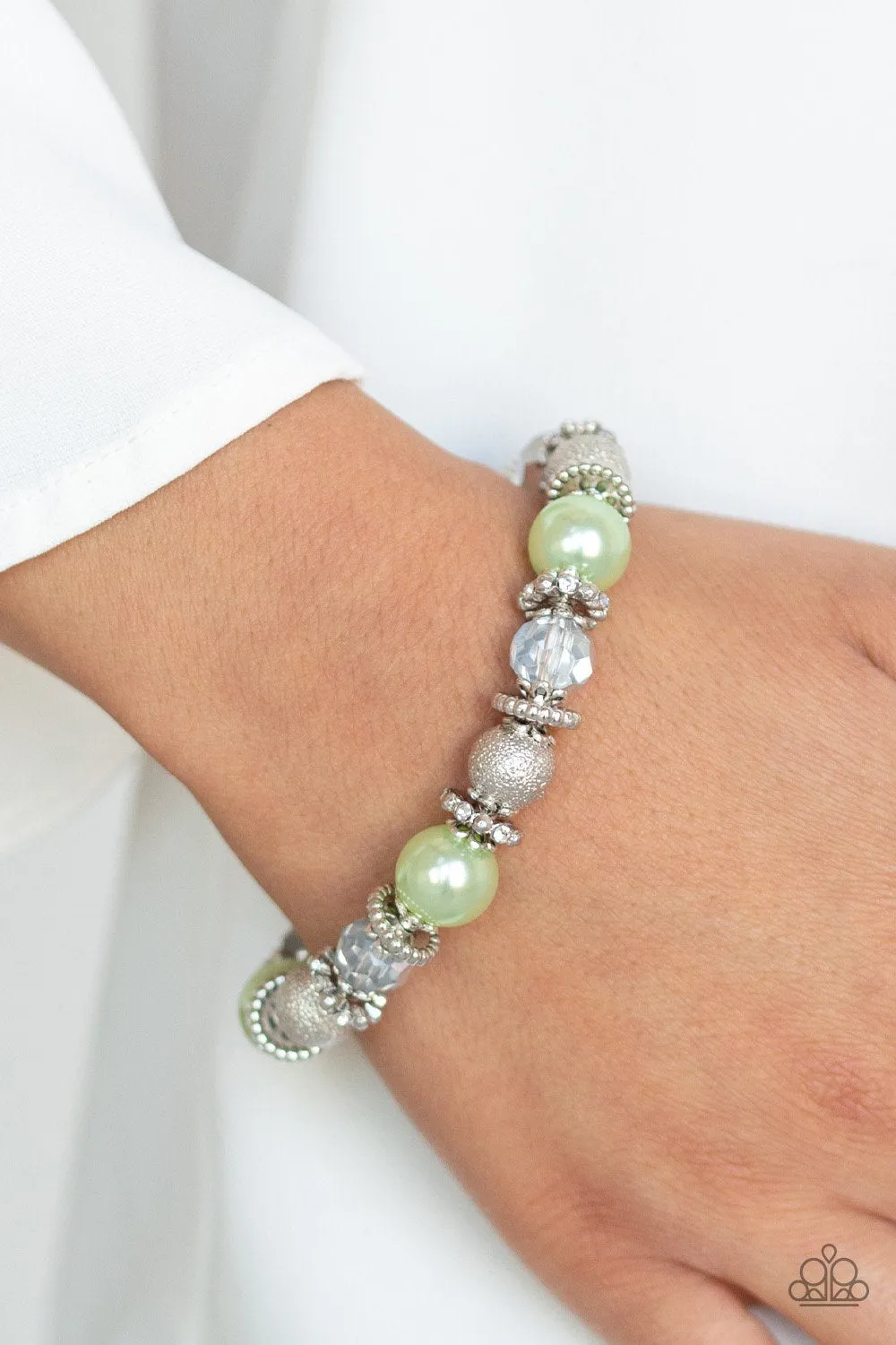 Paparazzi Sparking Conversation Green Stretch Bracelet