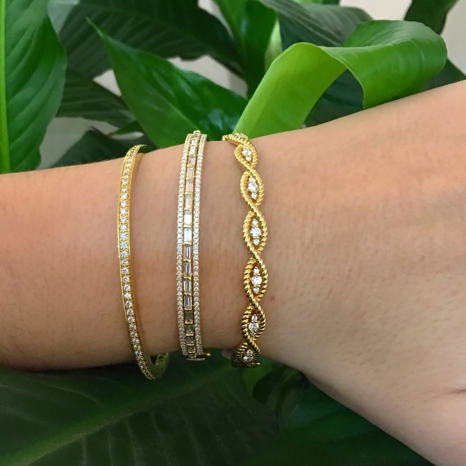 Pave Diamond Eternity Bangle Bracelet