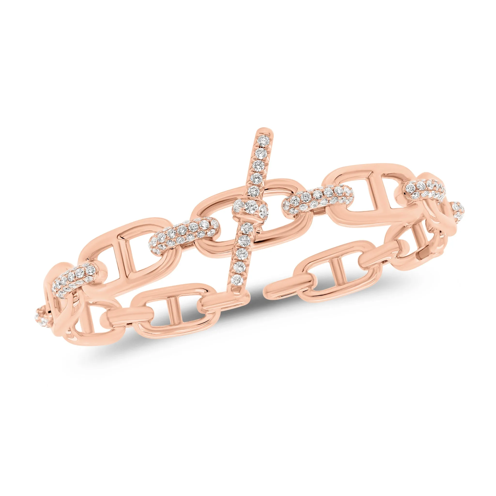 Pave Diamond Toggle Chain Link Bangle Bracelet
