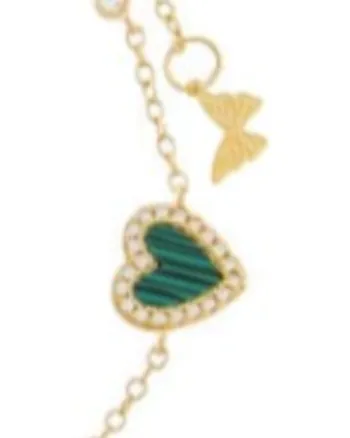 Pave Multi Heart Stone Bracelet Malachite One Size | Malachite