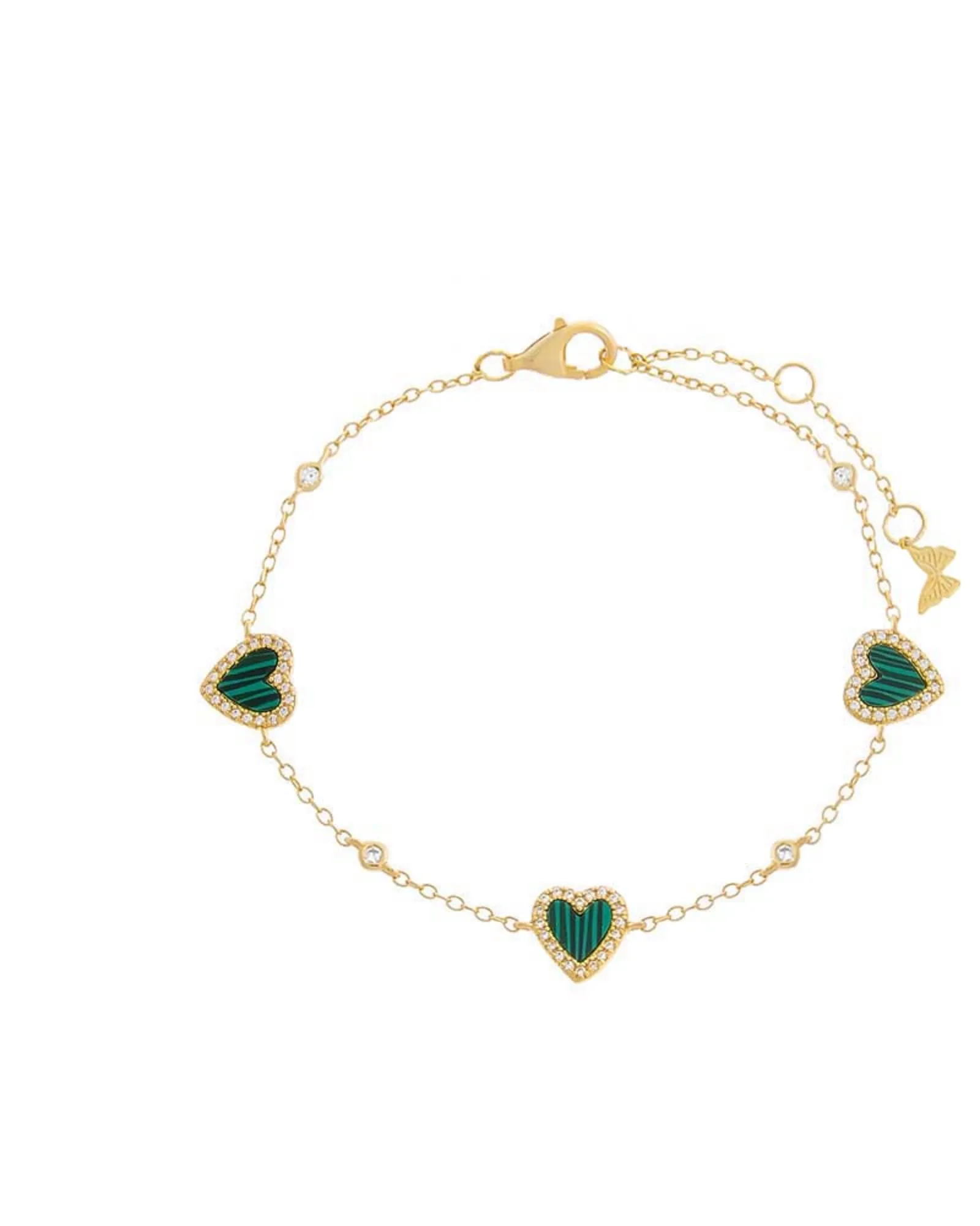 Pave Multi Heart Stone Bracelet Malachite One Size | Malachite