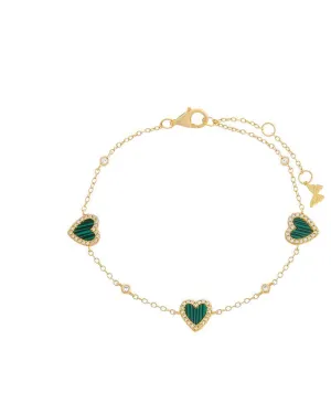Pave Multi Heart Stone Bracelet Malachite One Size | Malachite