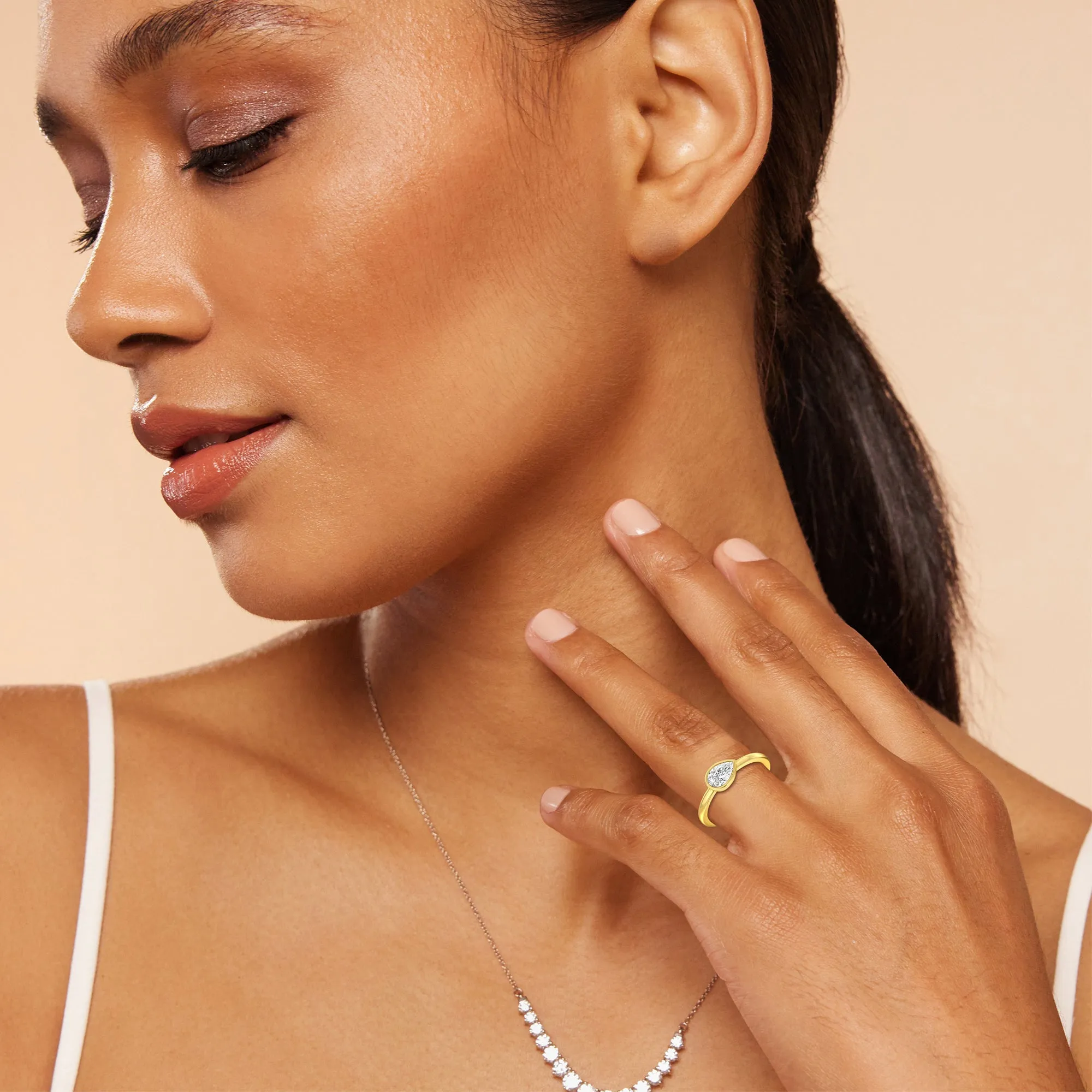 Pear Bezel Stackable Ring