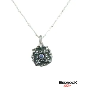 Petite Silver Flourish Pendant with Tanzanite