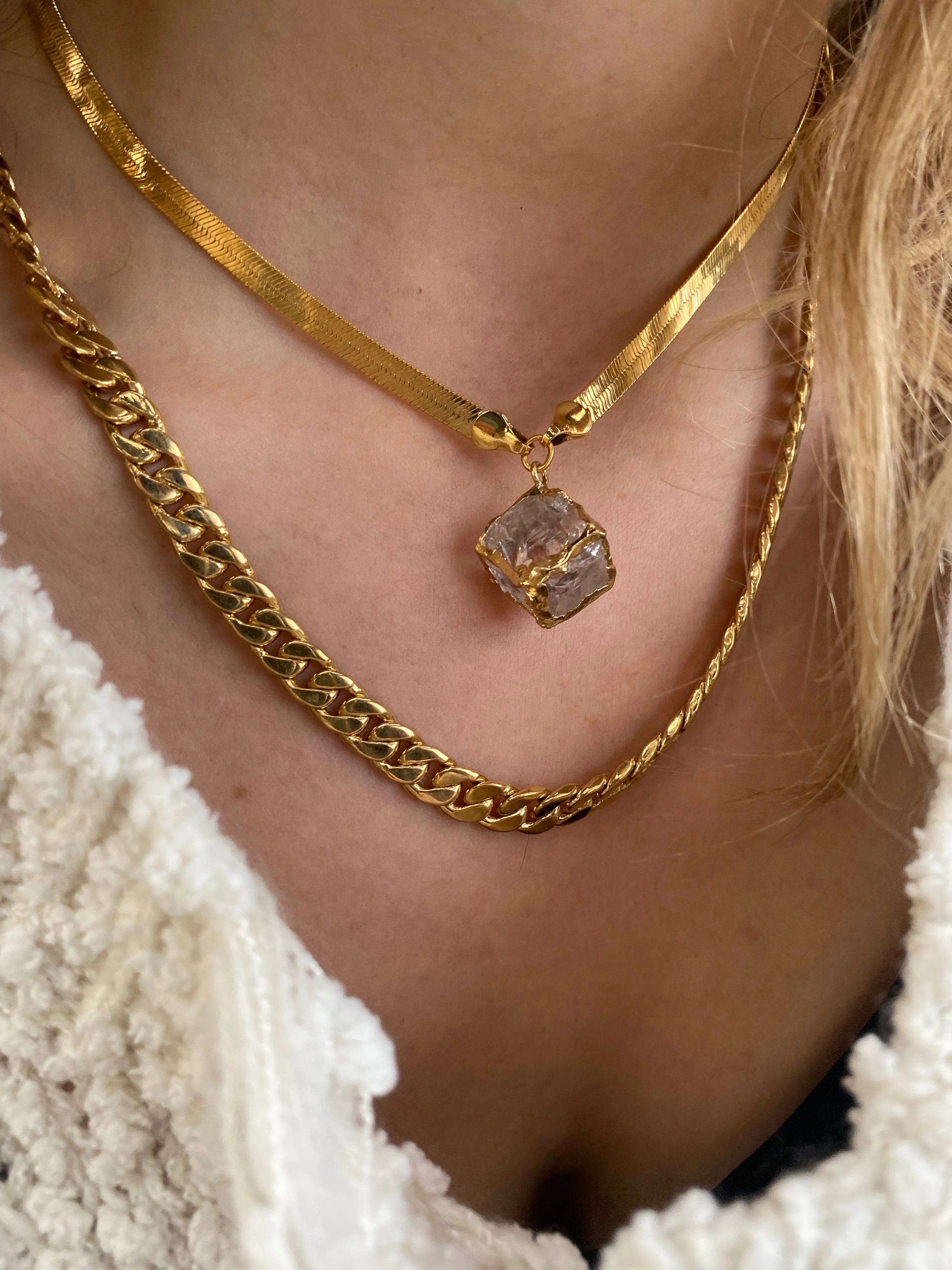 Quartz Dice Necklace