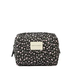 Quilted cosmetic case Black Floral