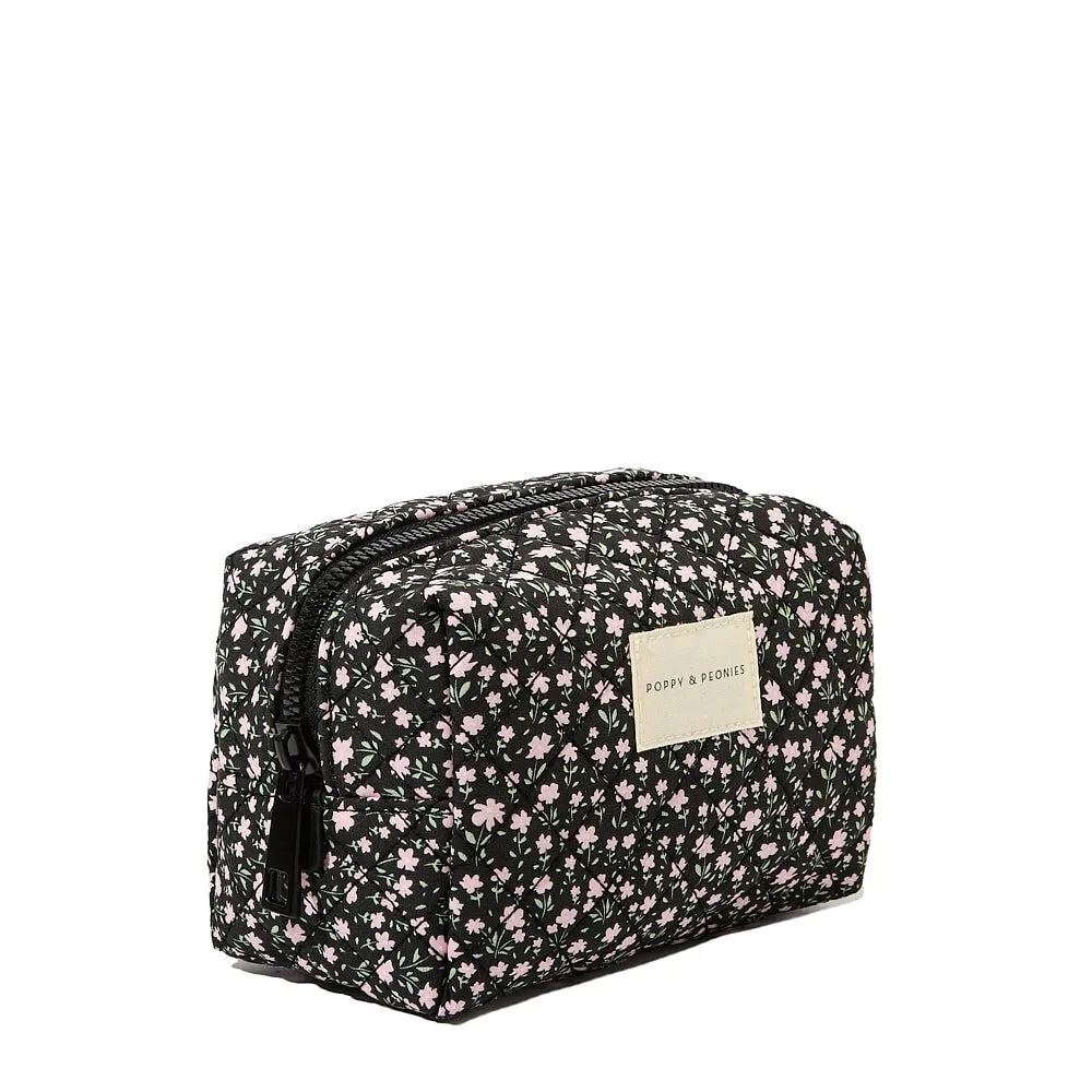 Quilted cosmetic case Black Floral