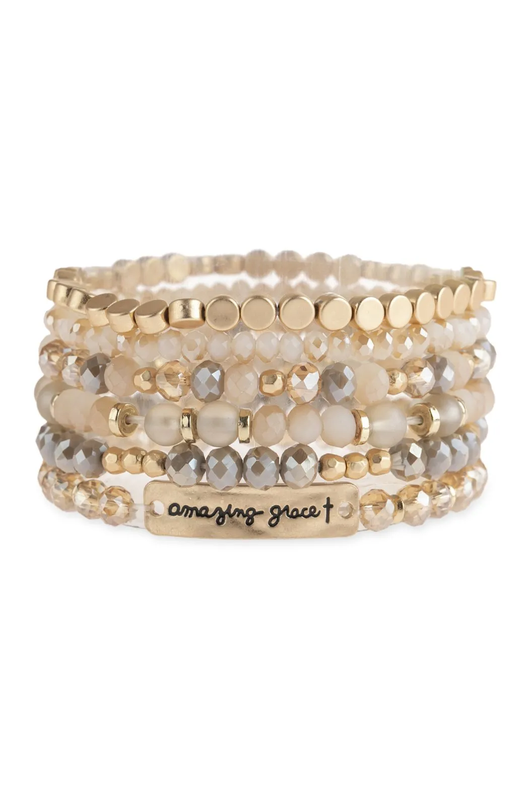 "Amazing Grace" Charm Mixed Beads Bracelet