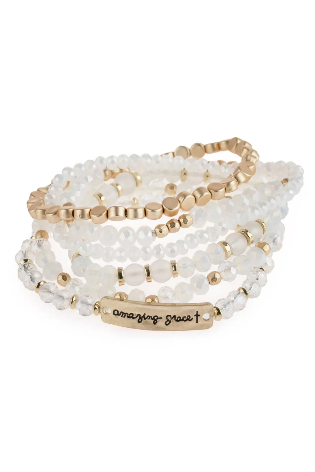 "Amazing Grace" Charm Mixed Beads Bracelet