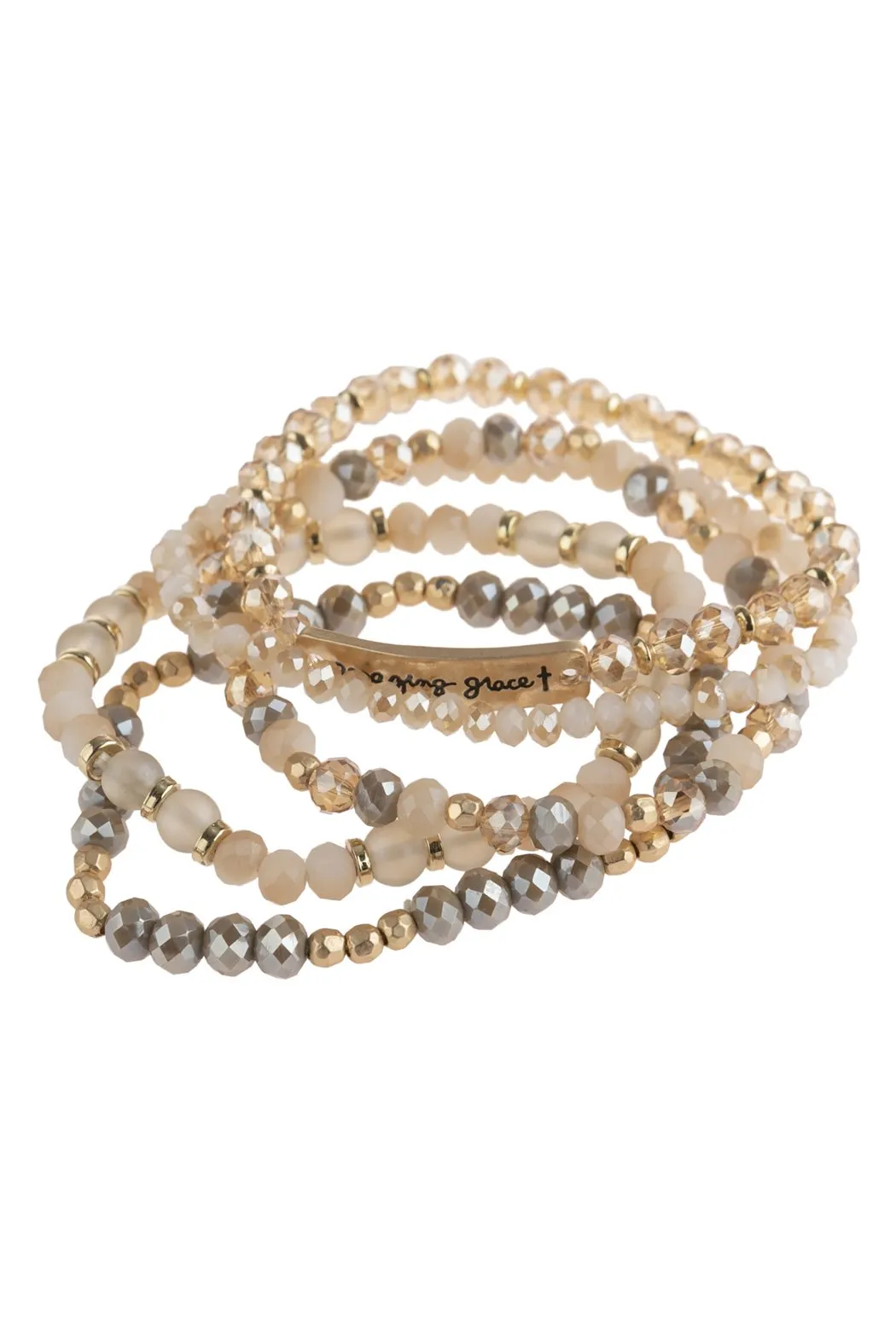 "Amazing Grace" Charm Mixed Beads Bracelet
