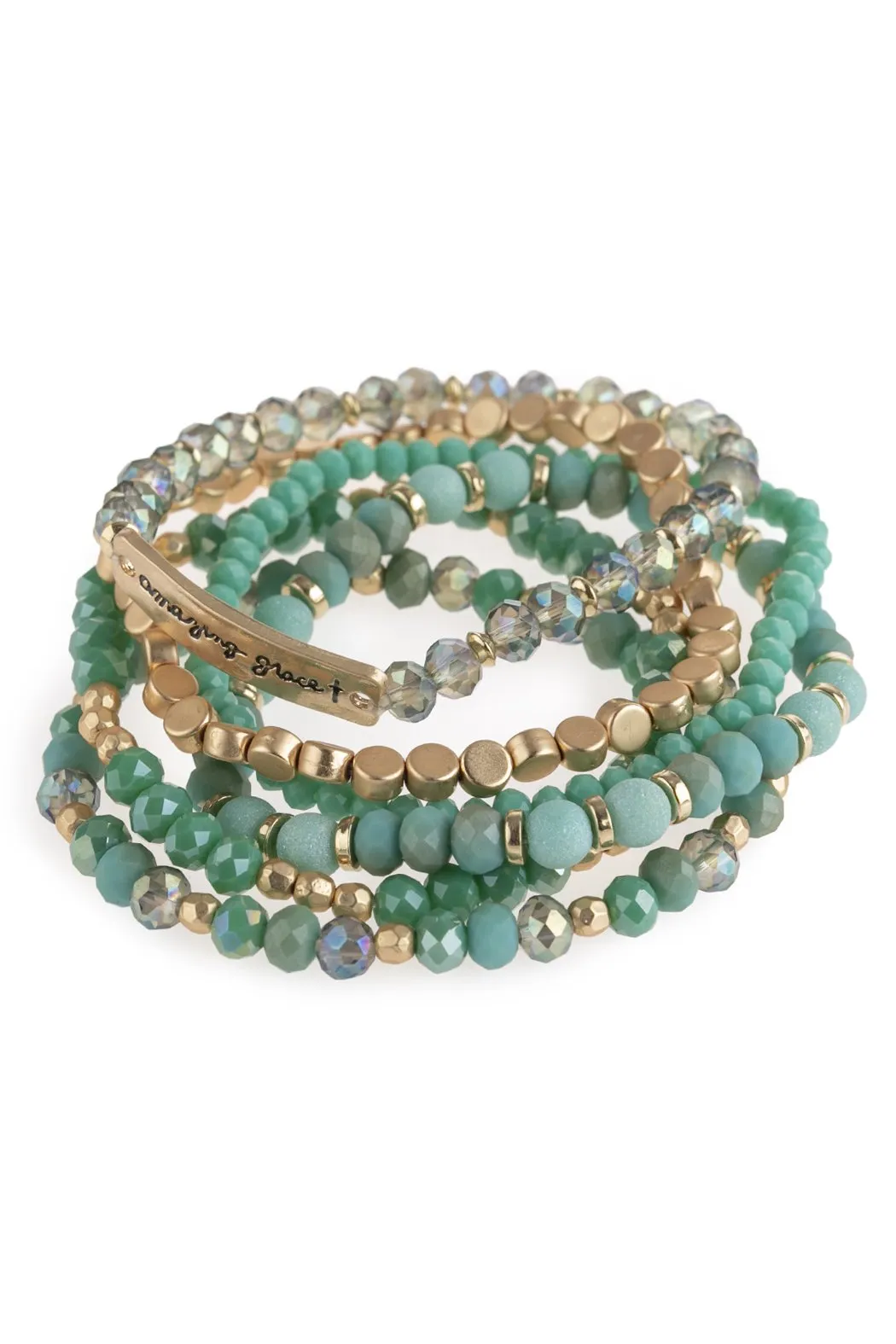 "Amazing Grace" Charm Mixed Beads Bracelet