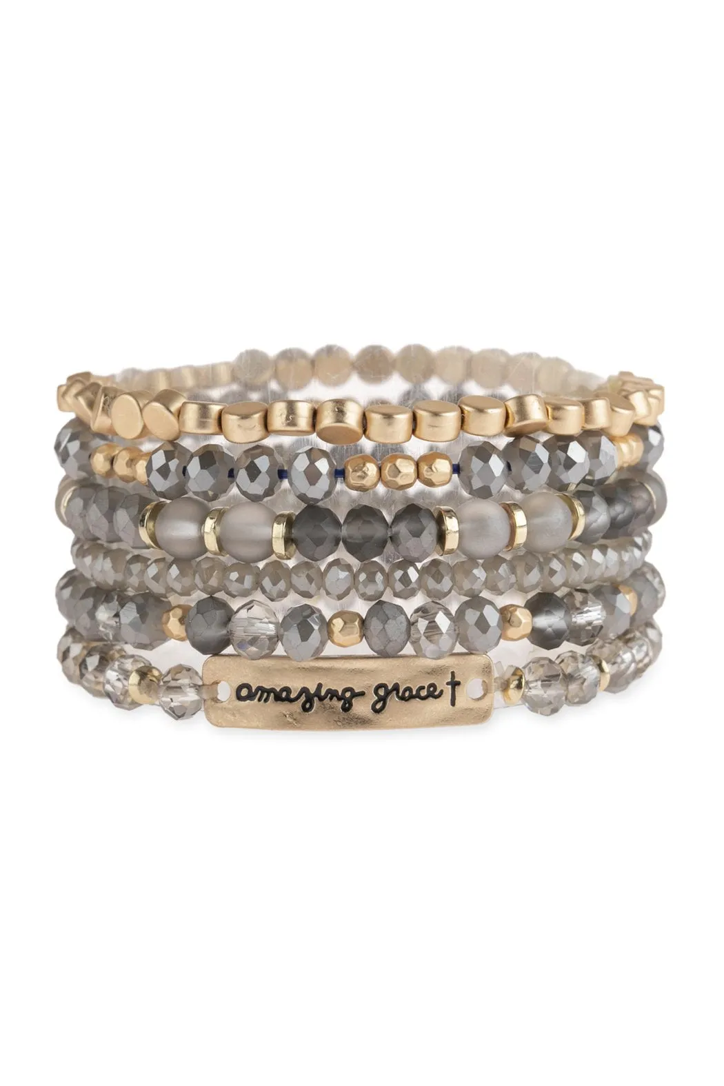 "Amazing Grace" Charm Mixed Beads Bracelet