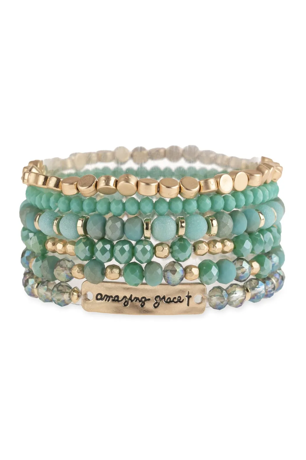 "Amazing Grace" Charm Mixed Beads Bracelet