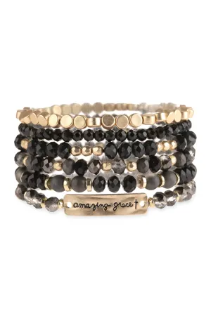 "Amazing Grace" Charm Mixed Beads Bracelet