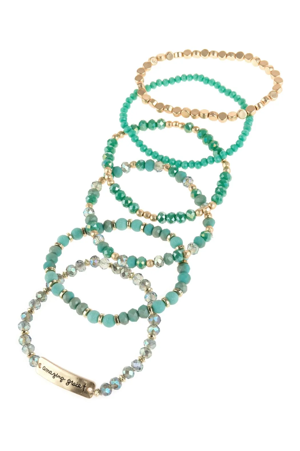 "Amazing Grace" Charm Mixed Beads Bracelet