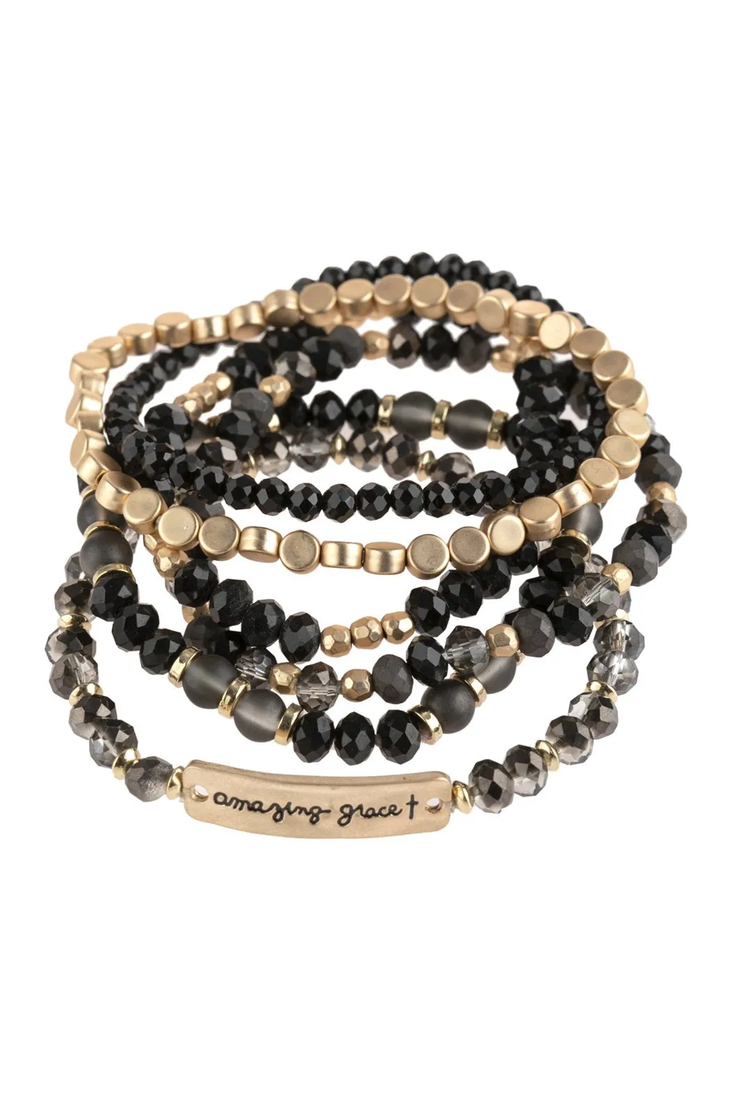 "Amazing Grace" Charm Mixed Beads Bracelet