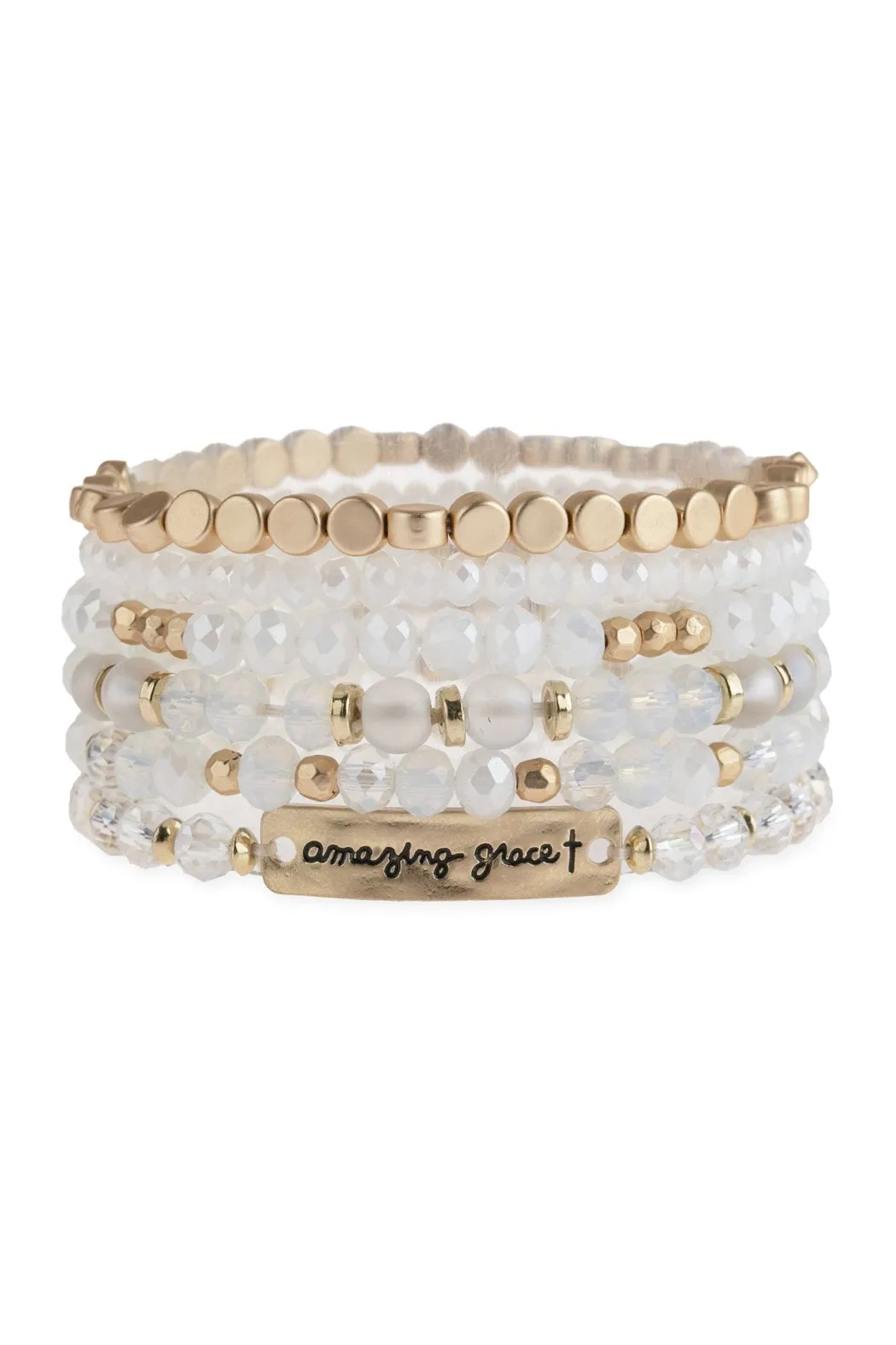 "Amazing Grace" Charm Mixed Beads Bracelet