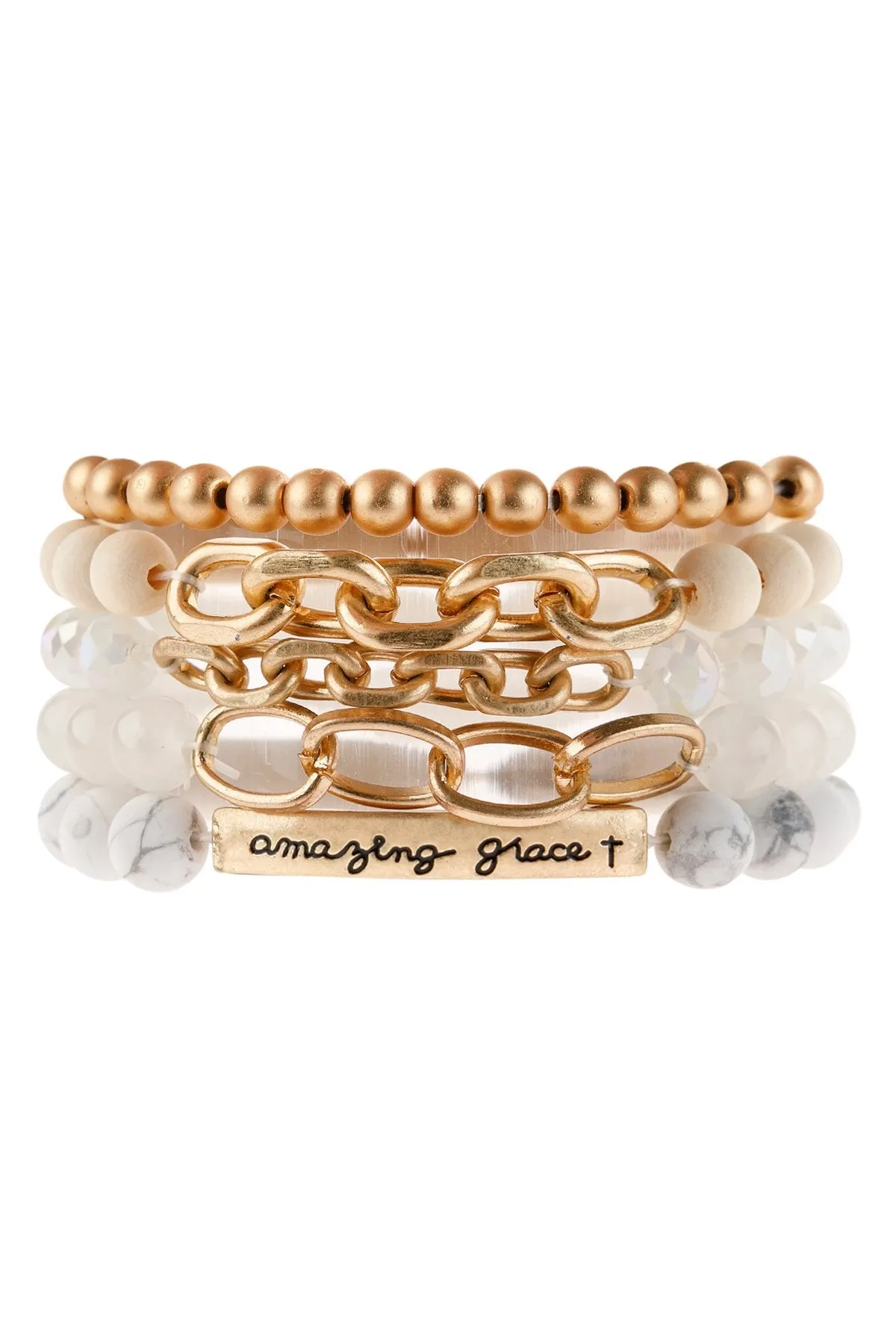 "Amazing Grace" Charm Multiline Beaded Bracelet