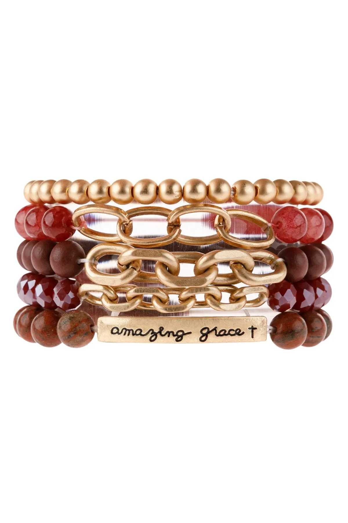 "Amazing Grace" Charm Multiline Beaded Bracelet