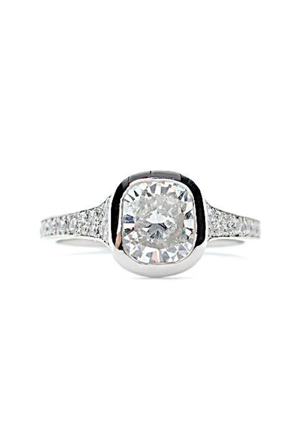 Rahaminov Platinum Cushion Cut Diamond Ring