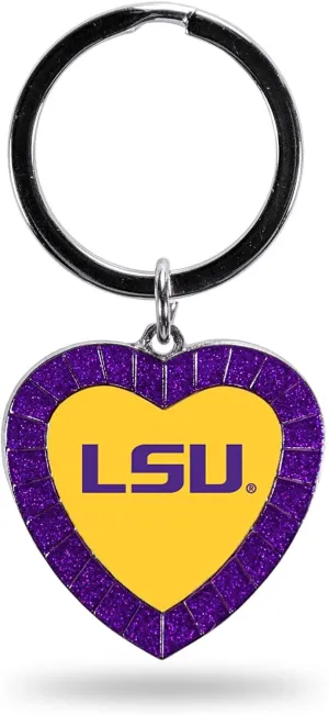Rico NCAA LSU Tigers Rhinestone Heart Colored Keychain