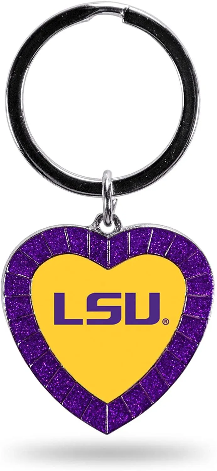Rico NCAA LSU Tigers Rhinestone Heart Colored Keychain
