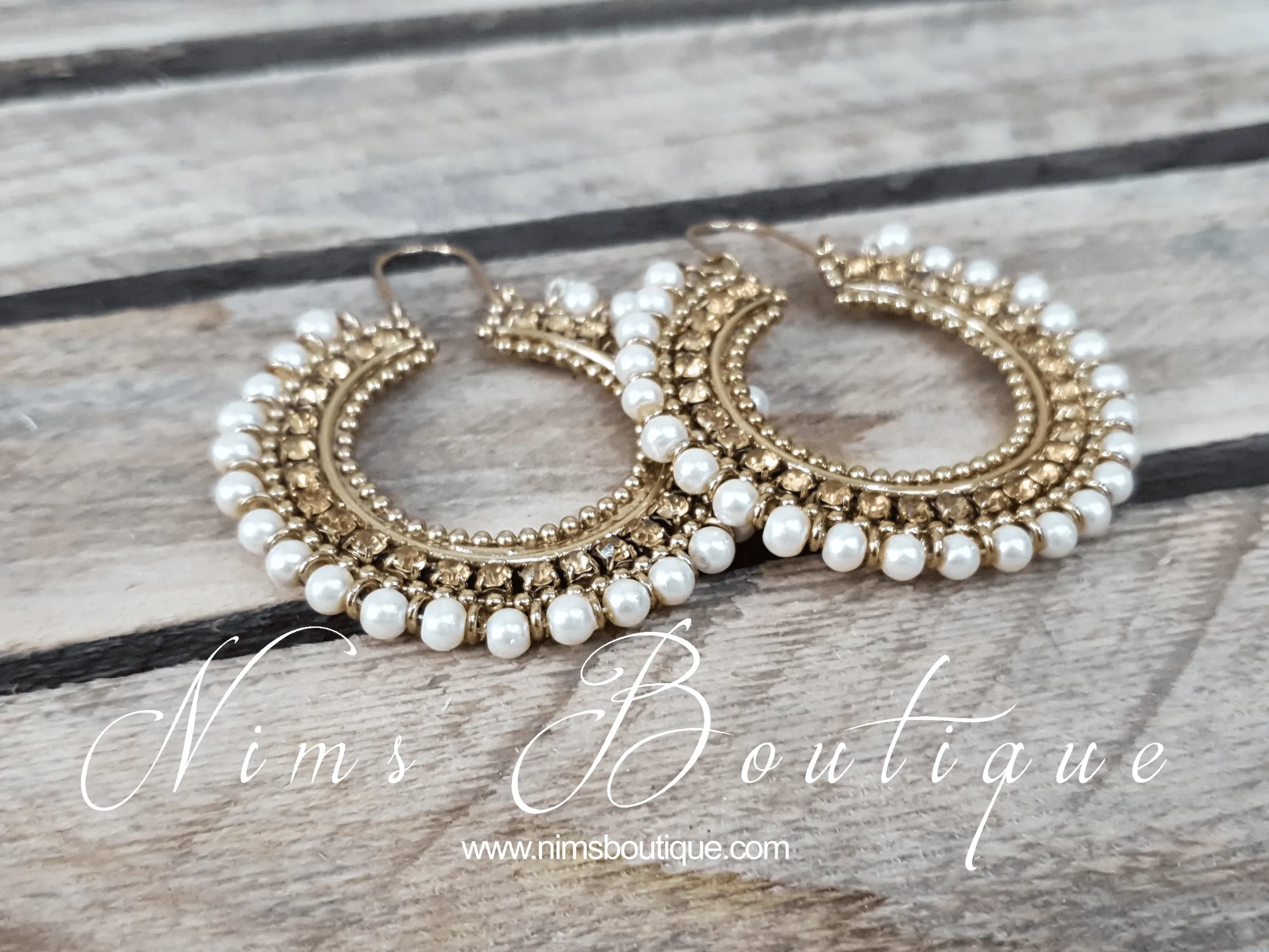 Royal  Bali Earrings with Gold Stones & Pearl