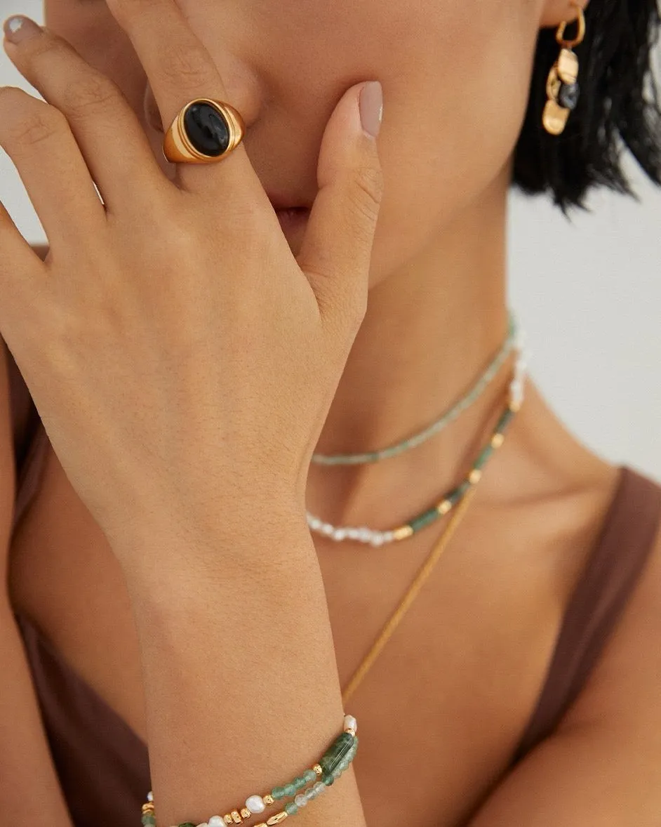 S925 Black Onyx / Mother of Pearl Ring