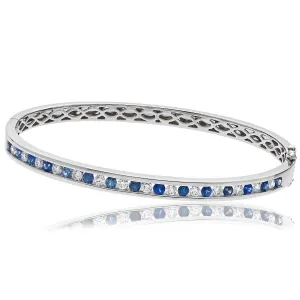 Sapphire & Diamond Bangle 1.95ct F VS Quality in 18k White Gold
